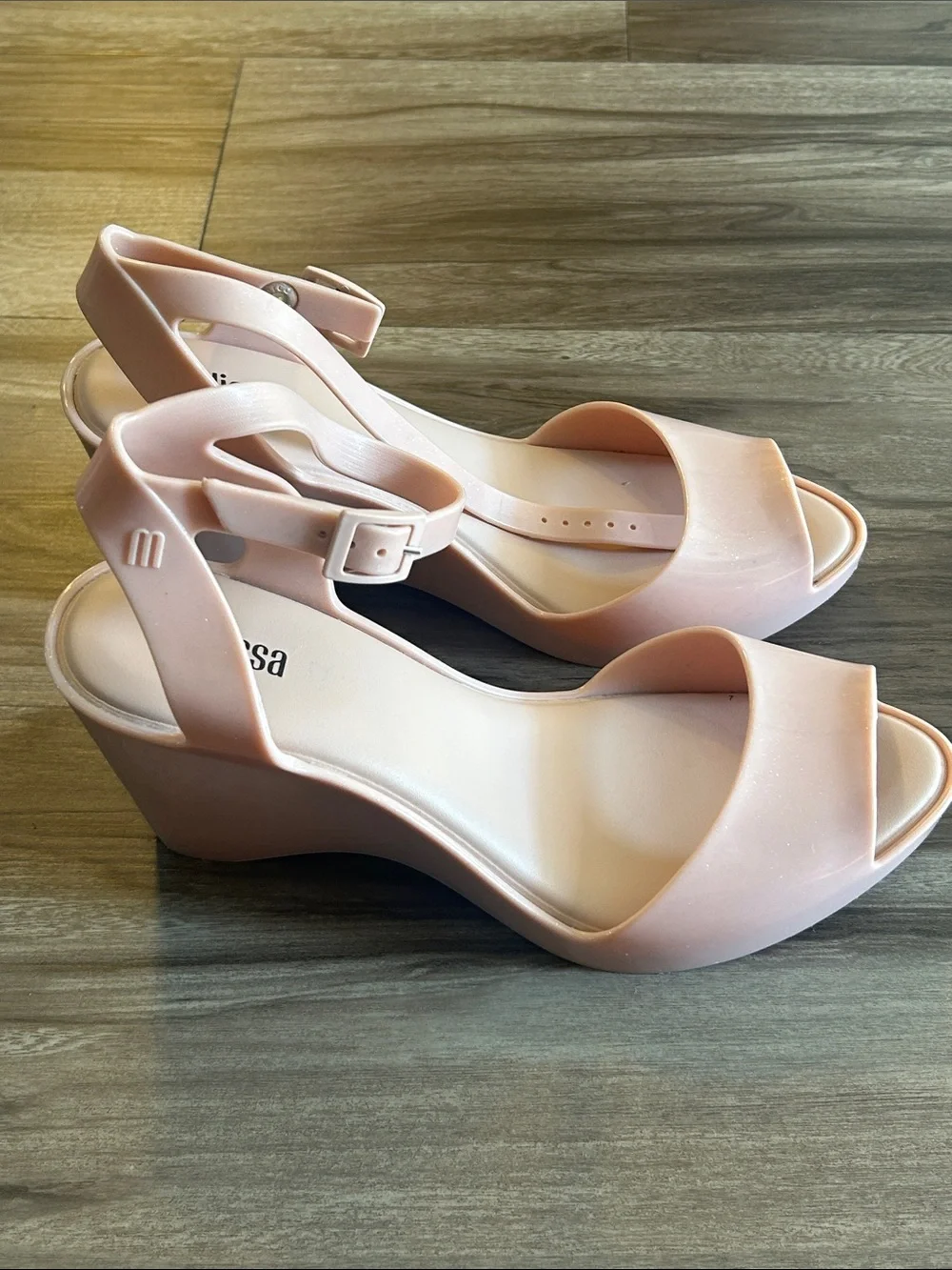 Melissa Light Pink Wedge Slingback Sandals